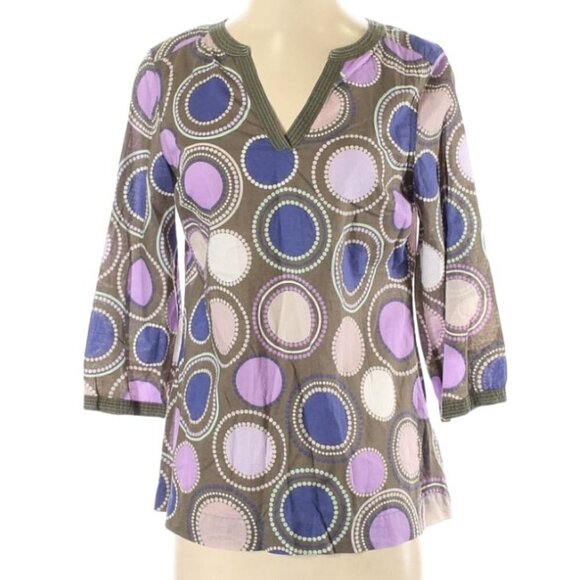 Boden Circle Polka Dot Pattern V-neck 3/4 Sleeve - Picture 1 of 9